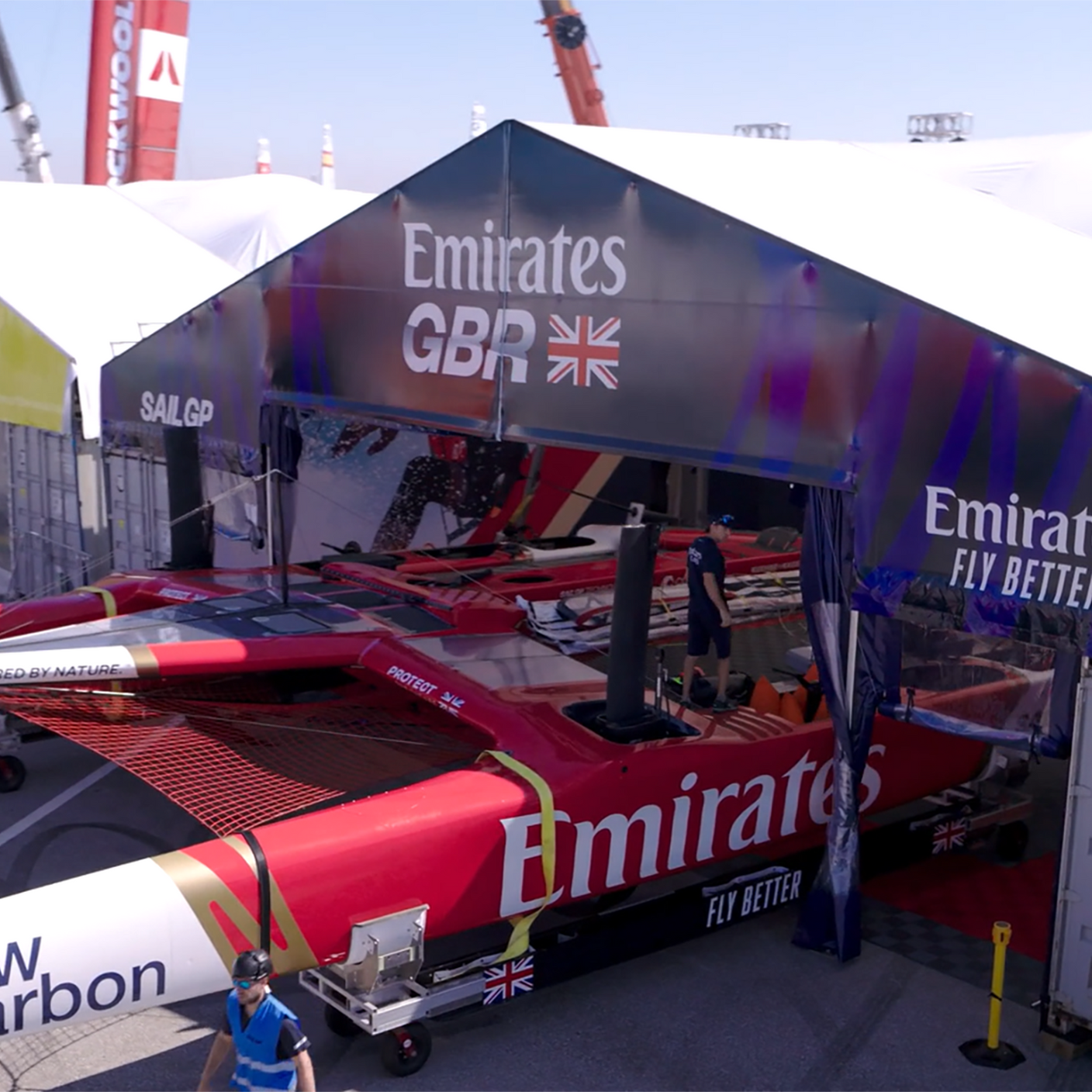 Sailing boat GBR with Emirates sponsorship